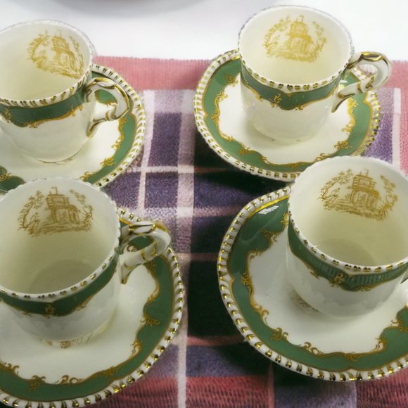 Espresso Coffee Antique Demi Cup Set English Bone China Royal Worcester Gift Set - Picture 9 of 15